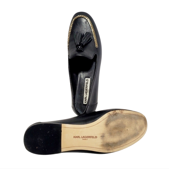 Karl Lagerfeld Authentic Black Leather Loafers Size 8M - Picture 7 of 15